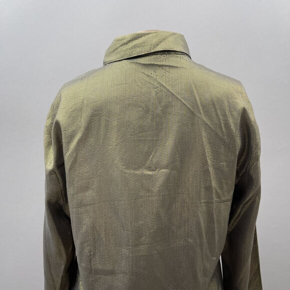 Elizabeth and James Metallic Gold Button-Down Shirt Cotton Silk Blend* Womens M - Picture 4 of 10